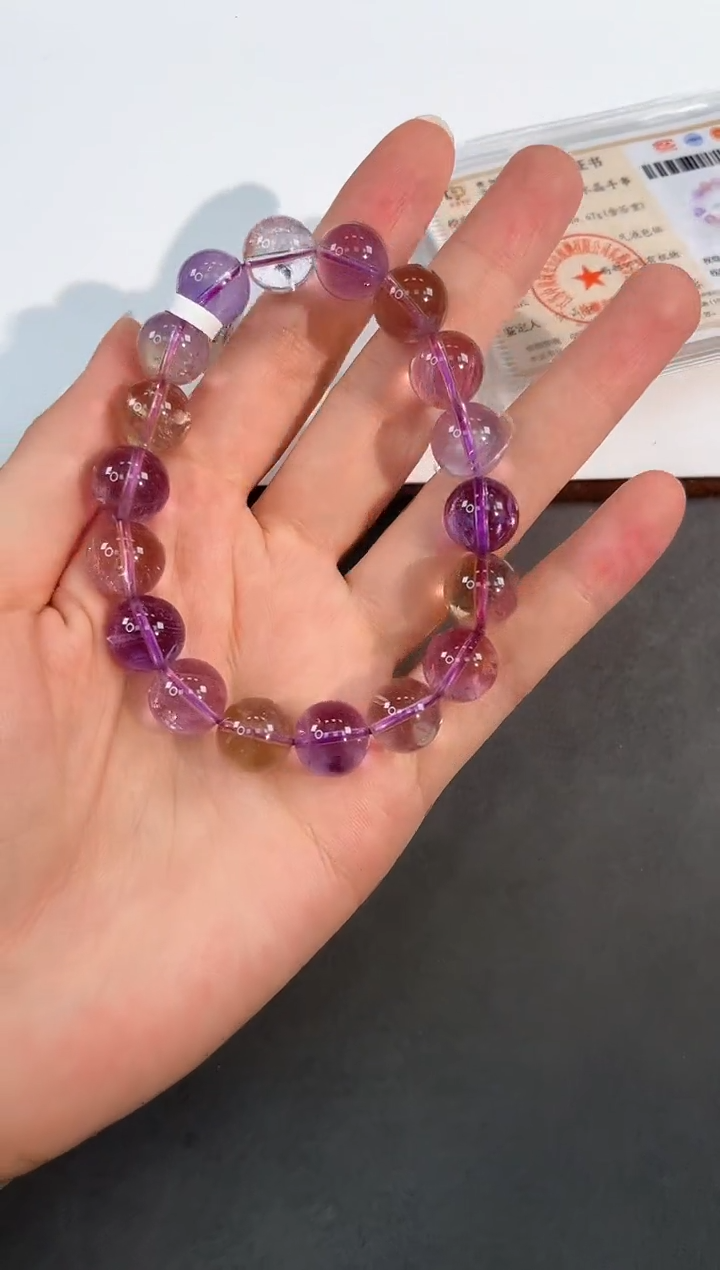 水晶手链未镶嵌71号CC77紫黄水晶单圈11mm