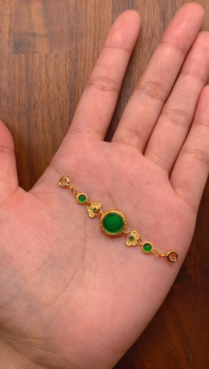 【闪购商品】翡翠吊坠(不含链)银S925镶嵌无事牌延长链