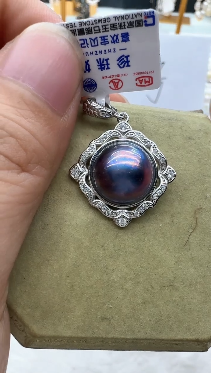 【闪购商品】拼合珍珠（马贝珠）颈饰银S925镶嵌清货