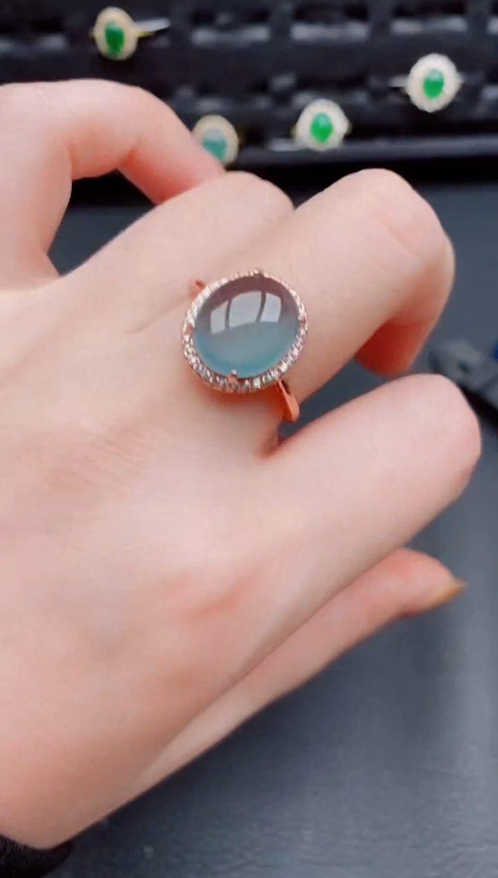 【闪购商品】翡翠戒指银S925镶嵌天然a货翡翠540