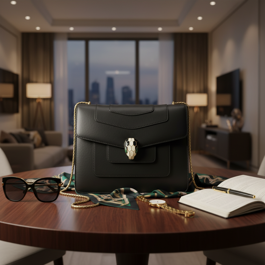 95新 BVLGARI/宝格丽  黑色蛇头链条包 1811 5092 