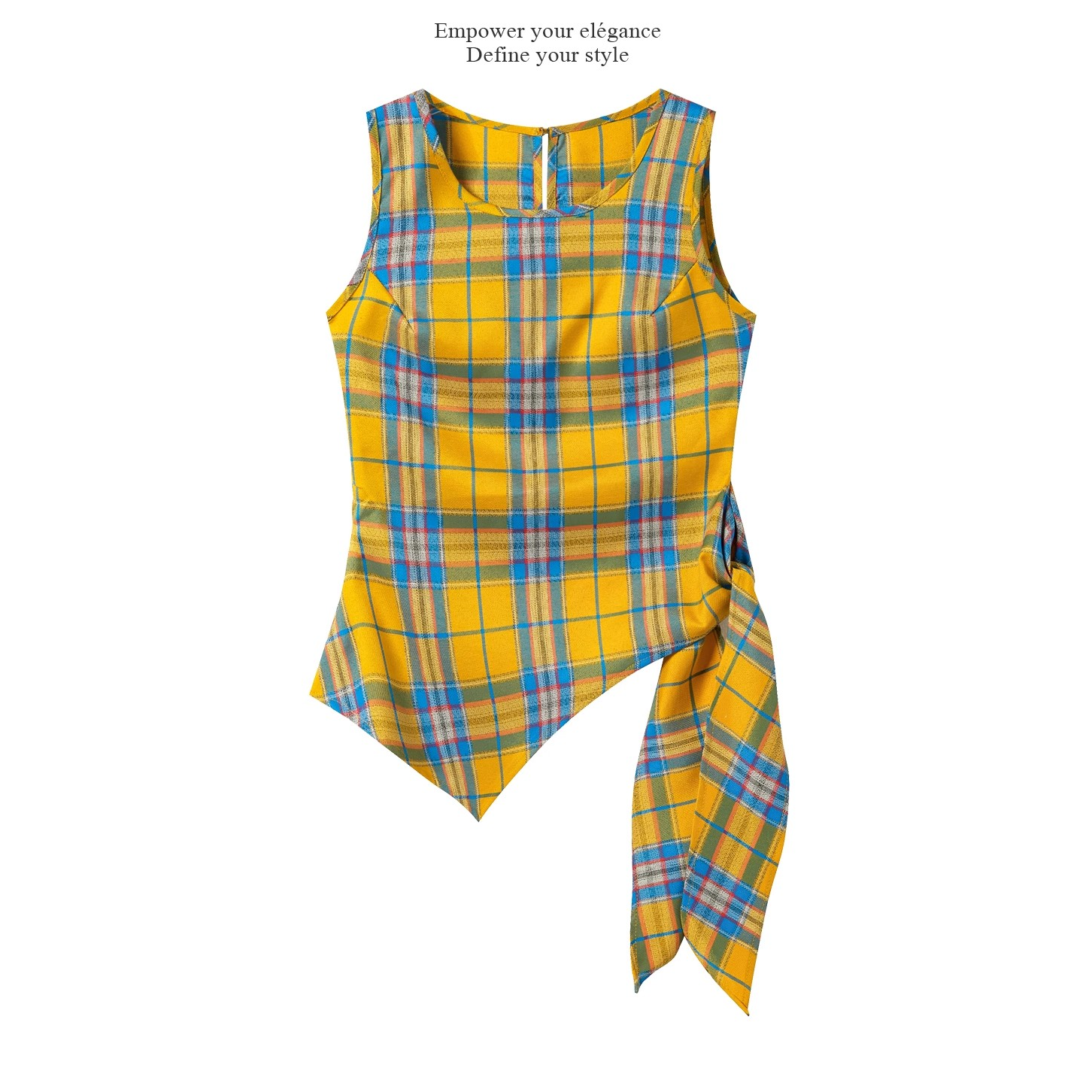 现现-复古不规则绑带背心女新款时尚小众收腰无袖上衣1693