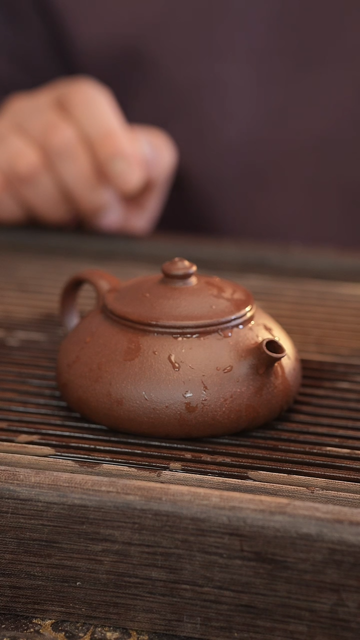 茶壶紫砂寒江 紫泥 半手工 170cc 【宽口】