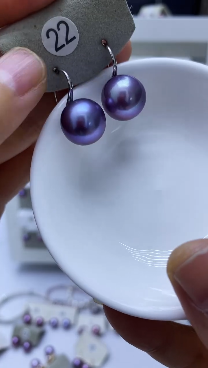 银S925镶嵌淡水珍珠耳饰22