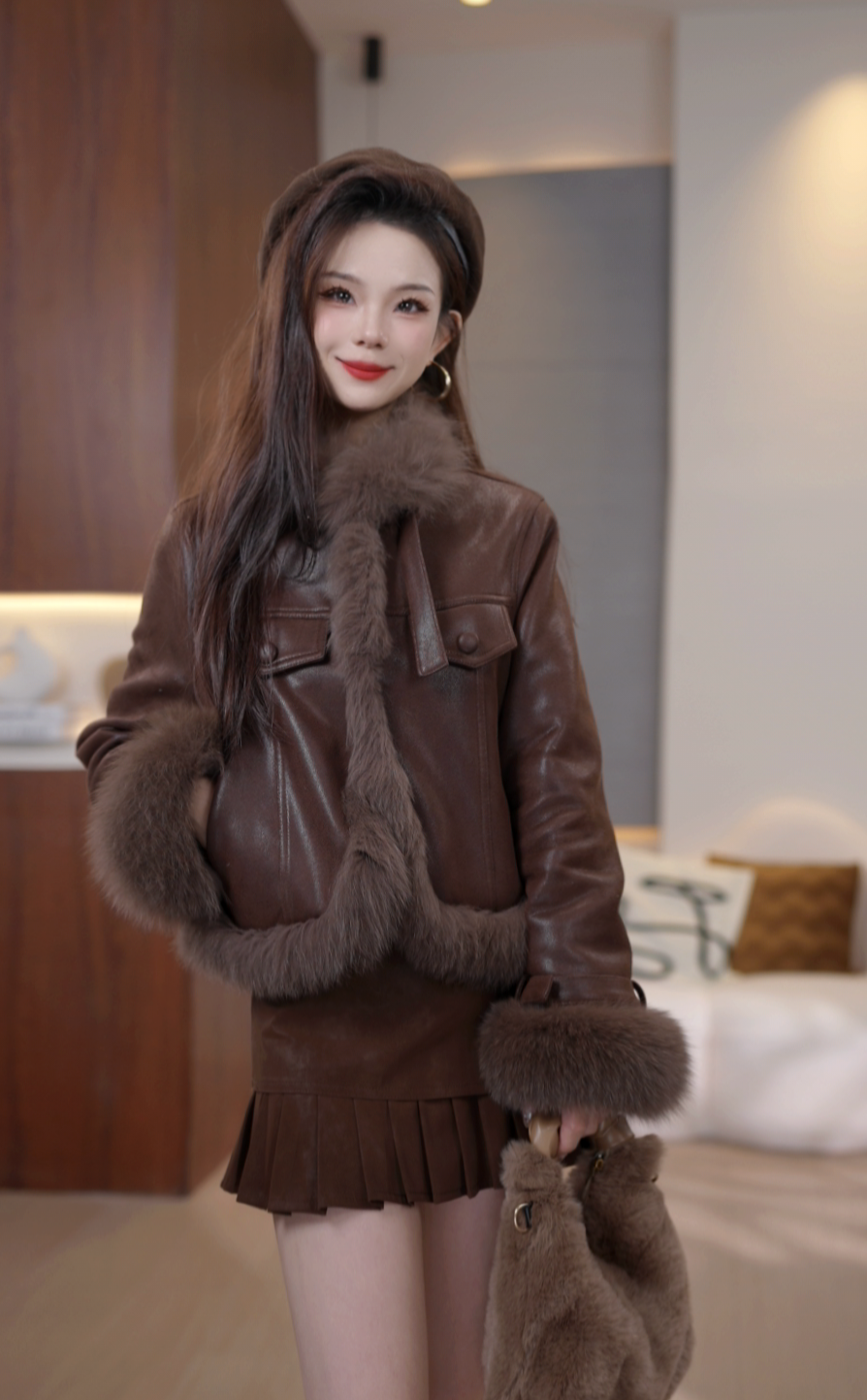 2025外套女秋冬爆款网红毛毛外套洋气130姗姗