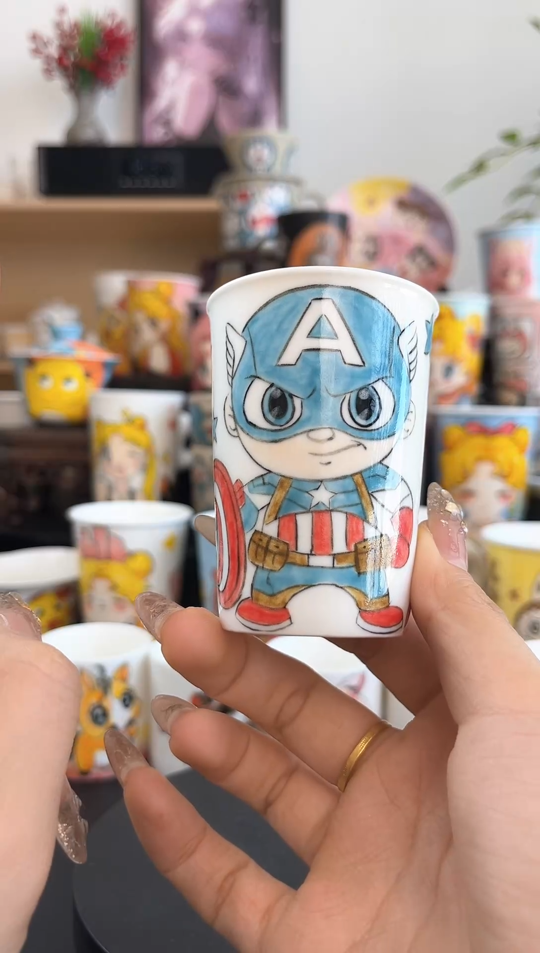 【闪购商品】摆件手工手绘陶瓷小杯杯