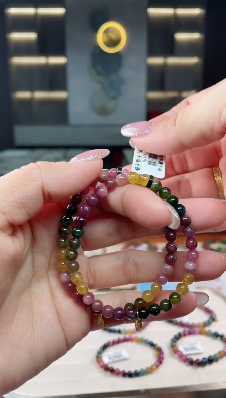 未镶嵌老矿碧玺单圈手串5mm+碧玺（多样性发一条）T