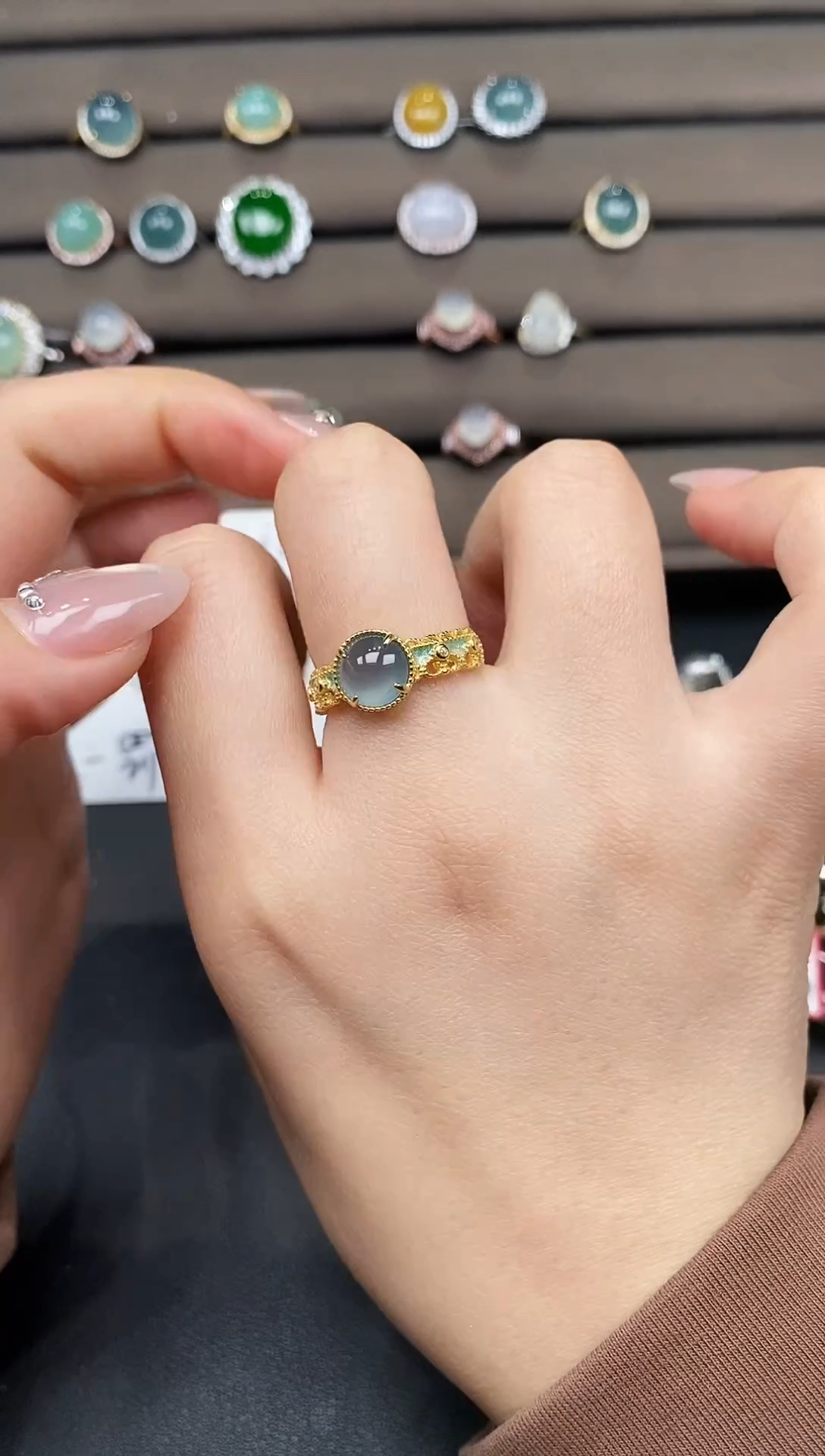 银S925镶嵌戒指翡翠111