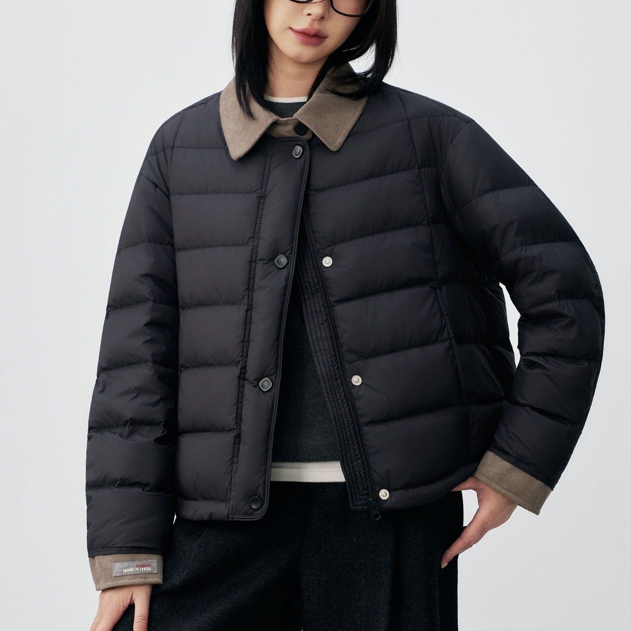 【悦兮】冬季新款文艺百搭保暖宽松休闲时尚90白鸭绒女羽绒服8526