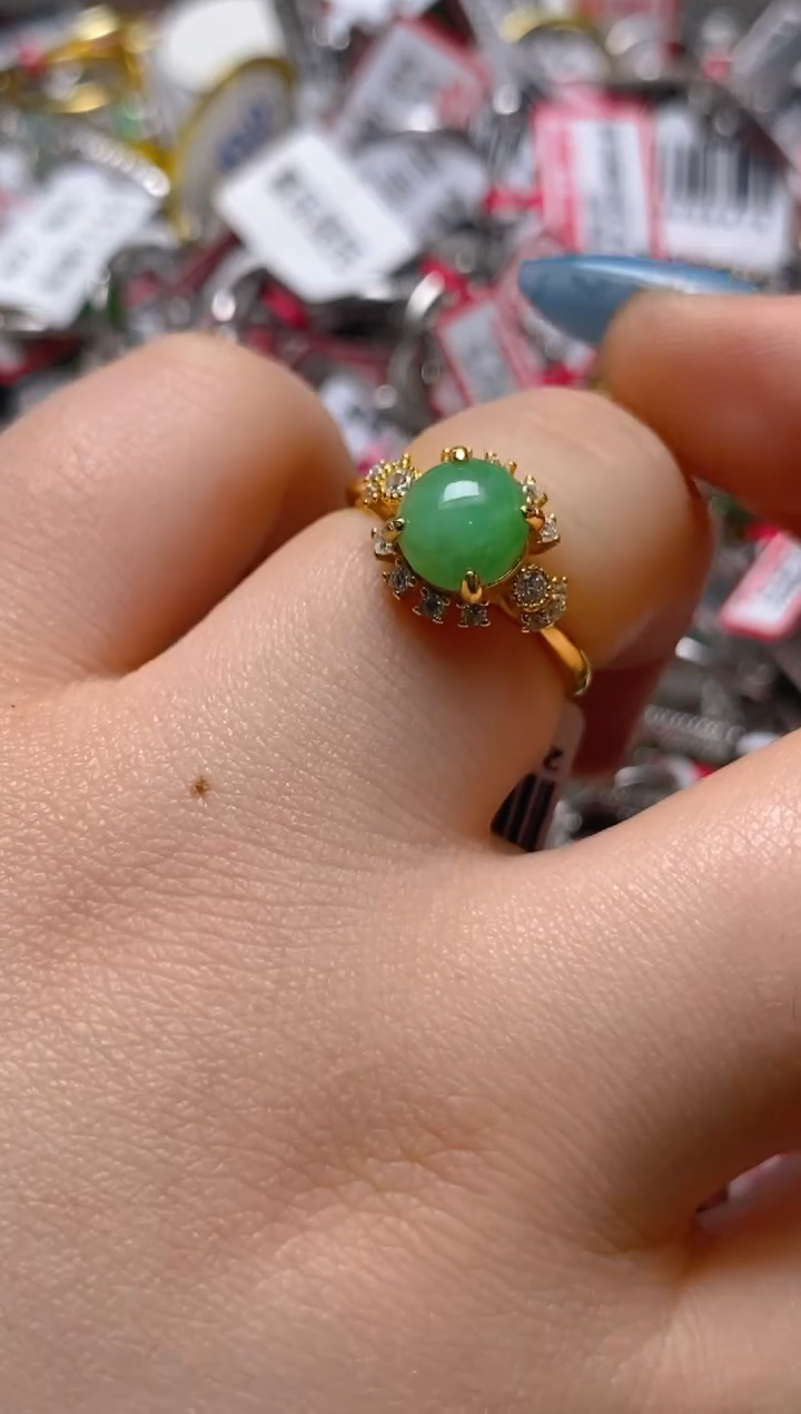 银S925镶嵌戒指翡翠百内无证书