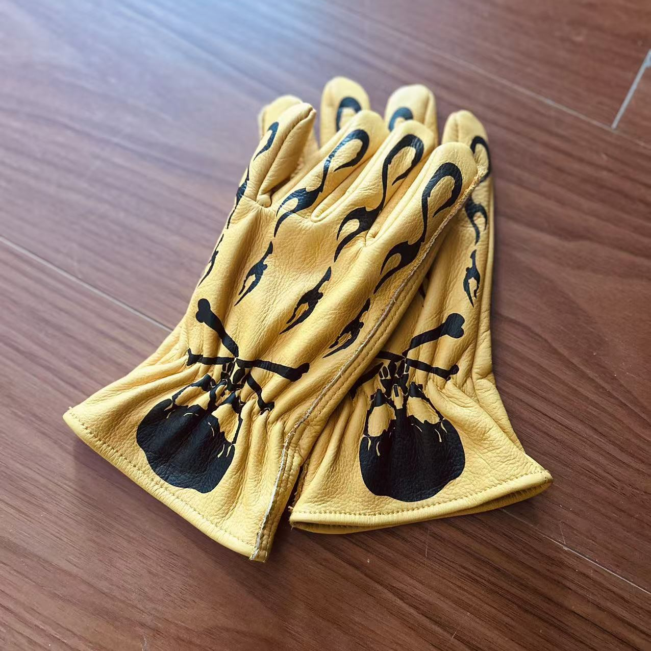 做旧复古户外骑行真皮手套