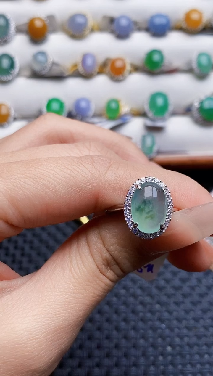 银S925镶嵌戒指翡翠2225