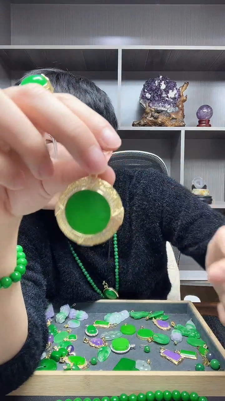 翡翠14K金镶嵌吊坠(赠链)吊坠