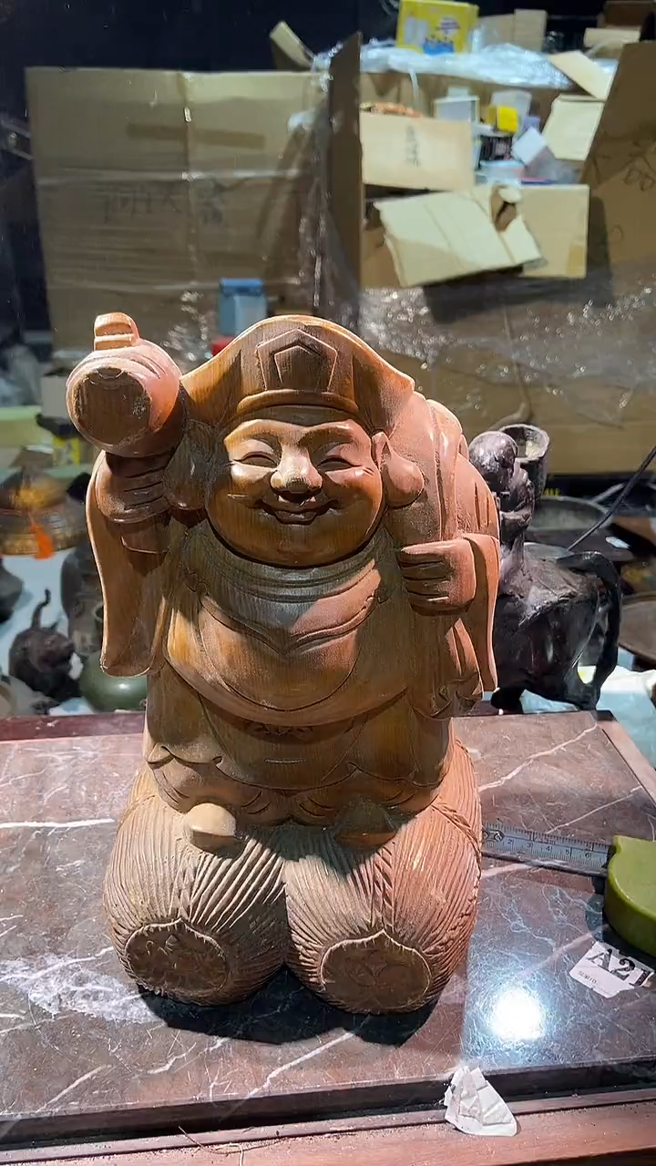 东红中古美术工艺品小老头