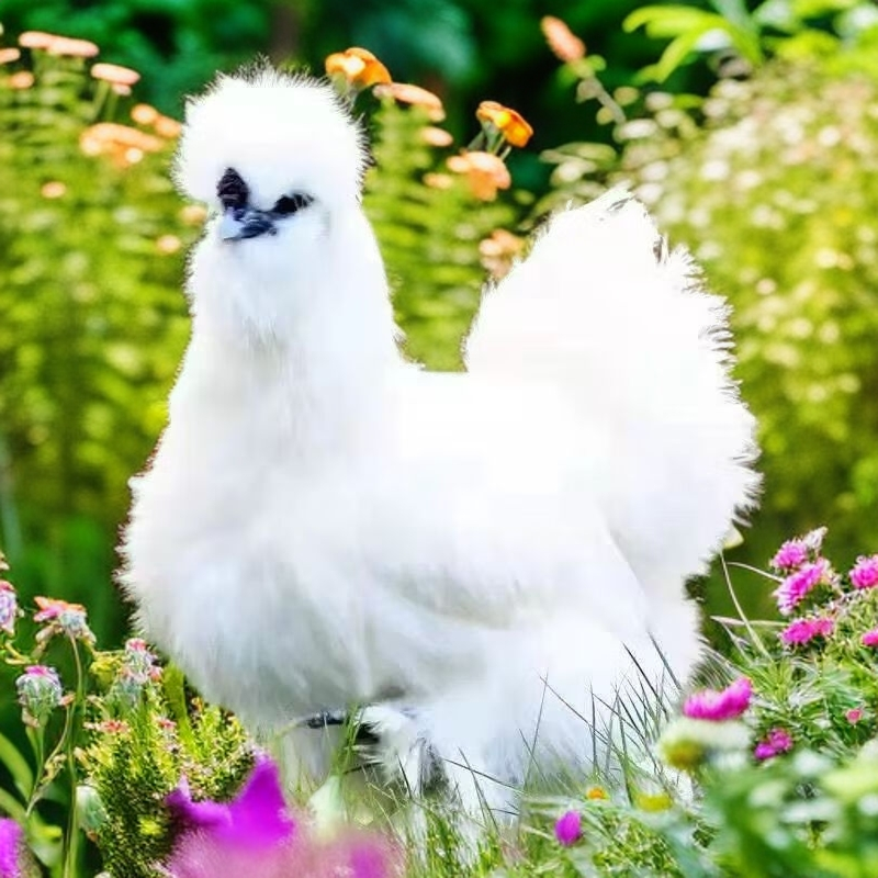 一斤青年鸡白凤丝毛乌骨鸡白羽体态丰满具有观赏性适合当宠物饲养