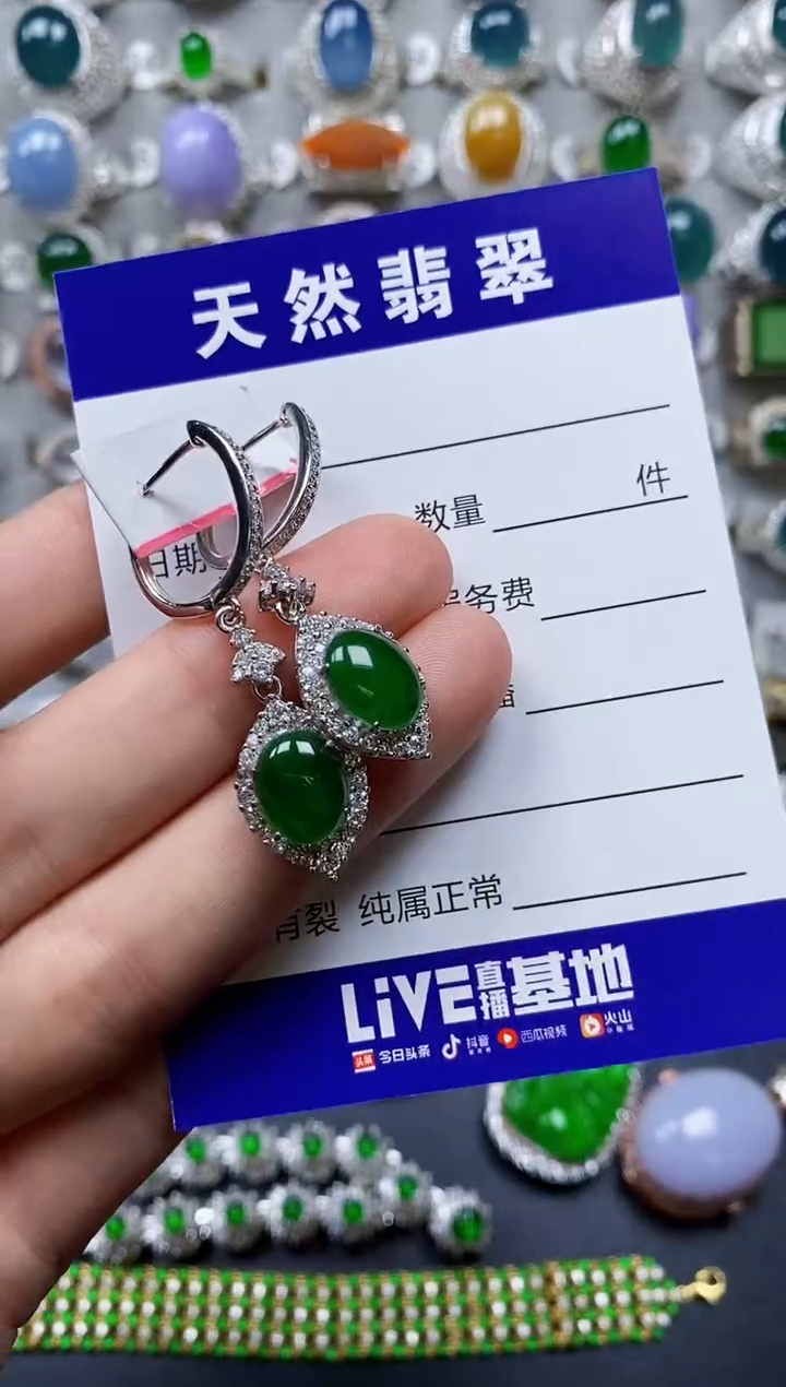 【闪购商品】翡翠耳饰银S925镶嵌0412