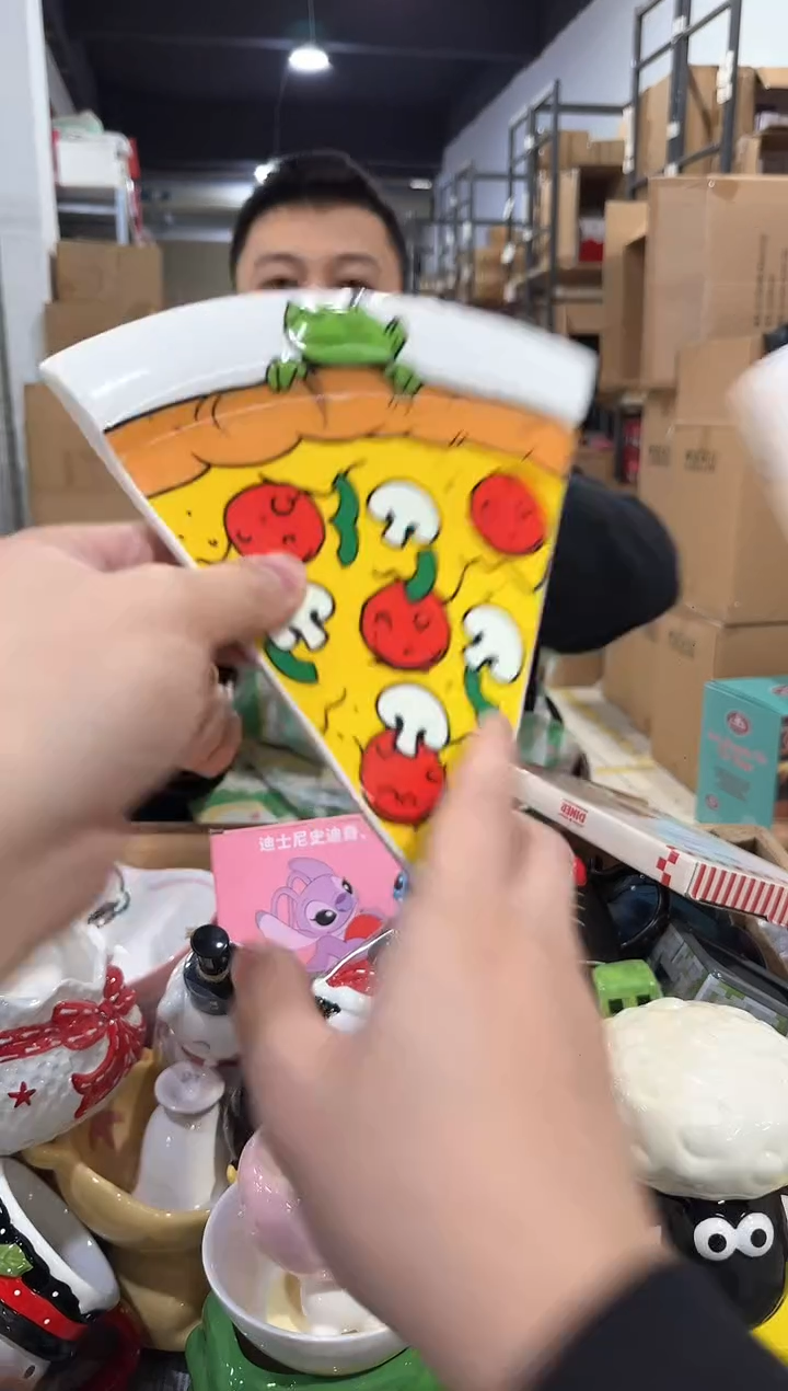 瓷片原盒三眼仔披萨盘子