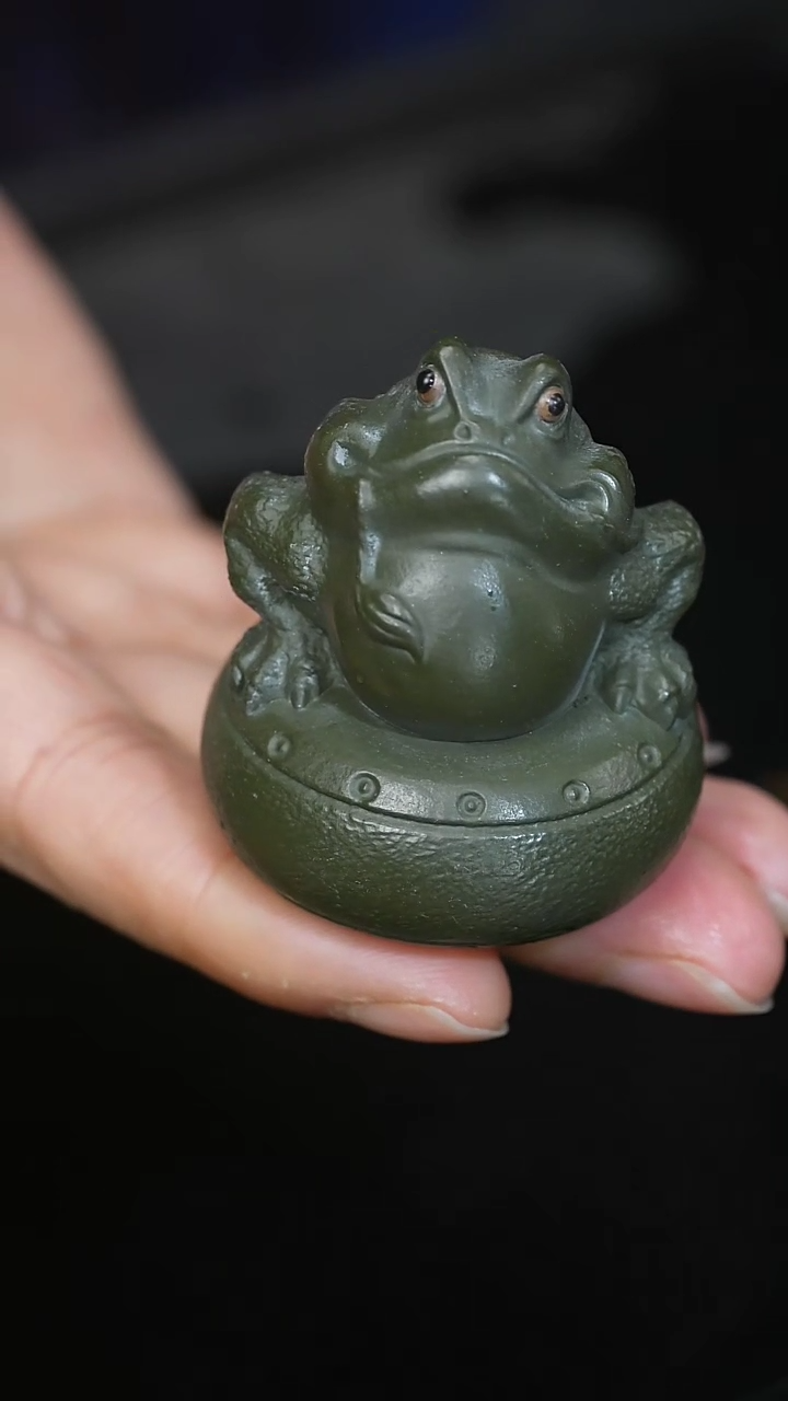 【闪购商品】紫砂茶壶茶宠绿泥 金蟾008