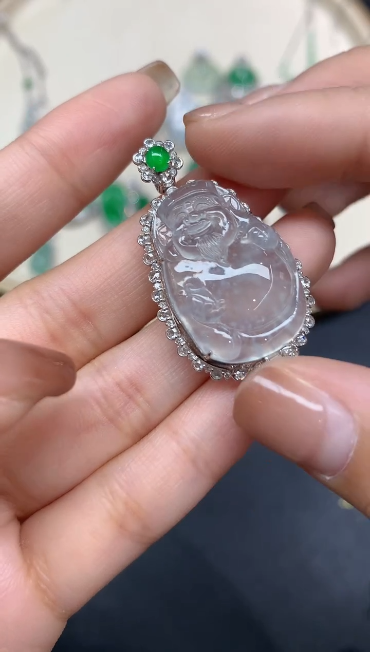 吊坠(不含链)18K金镶嵌翡翠吊坠A420|19800