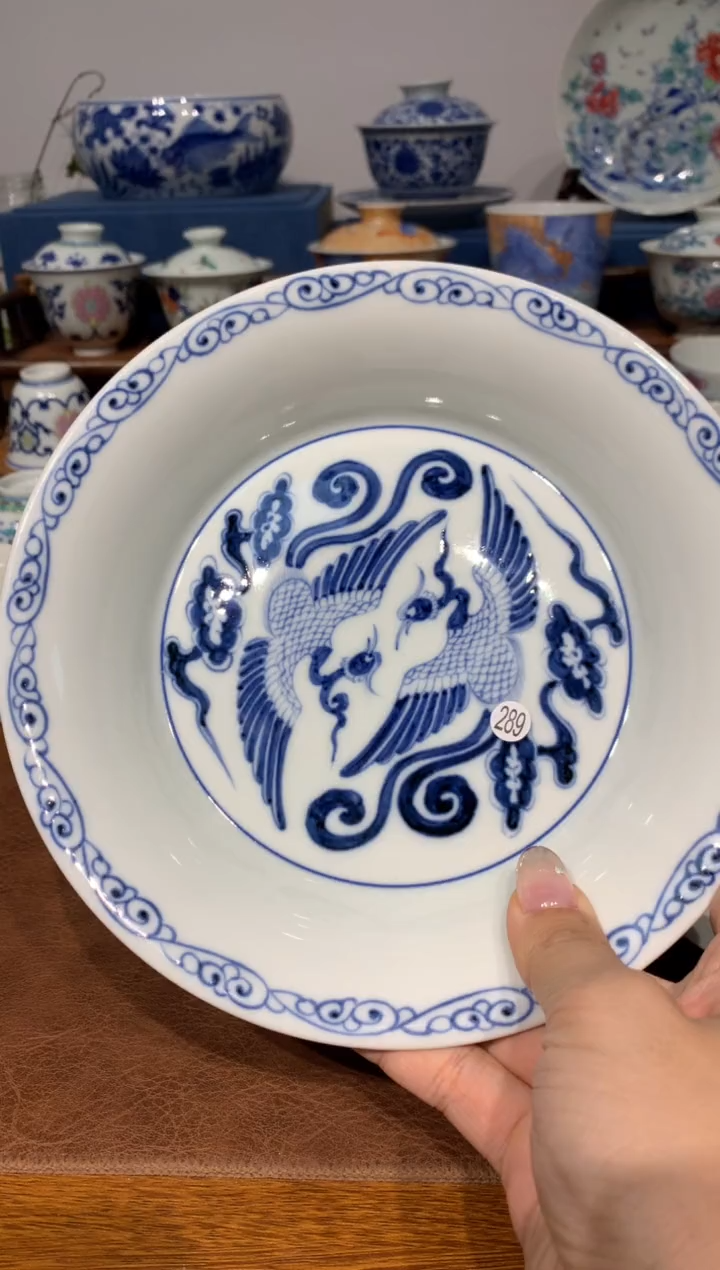 【闪购商品】摆件青花双凤的壶承额额