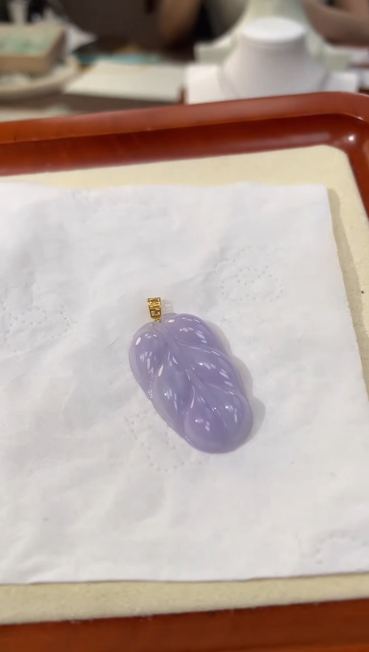 【闪购商品】翡翠颈饰18K金镶嵌天然缅甸a货翡翠