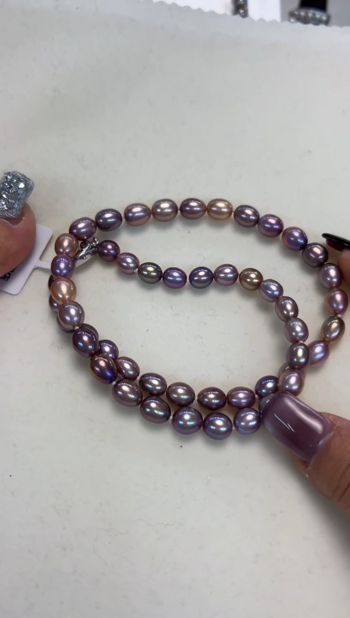 颈饰银S925镶嵌淡水珍珠6.5-7.5MM无核