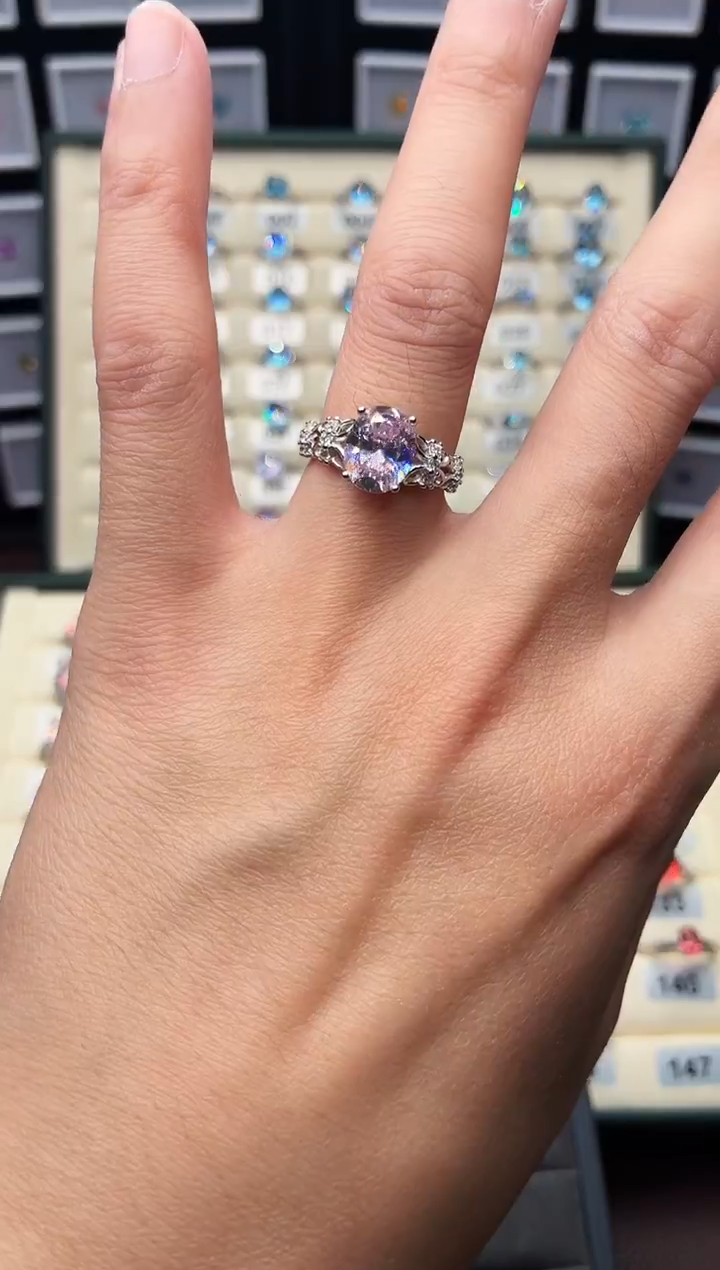 银S925镶嵌戒指绿柱石（摩根石）006