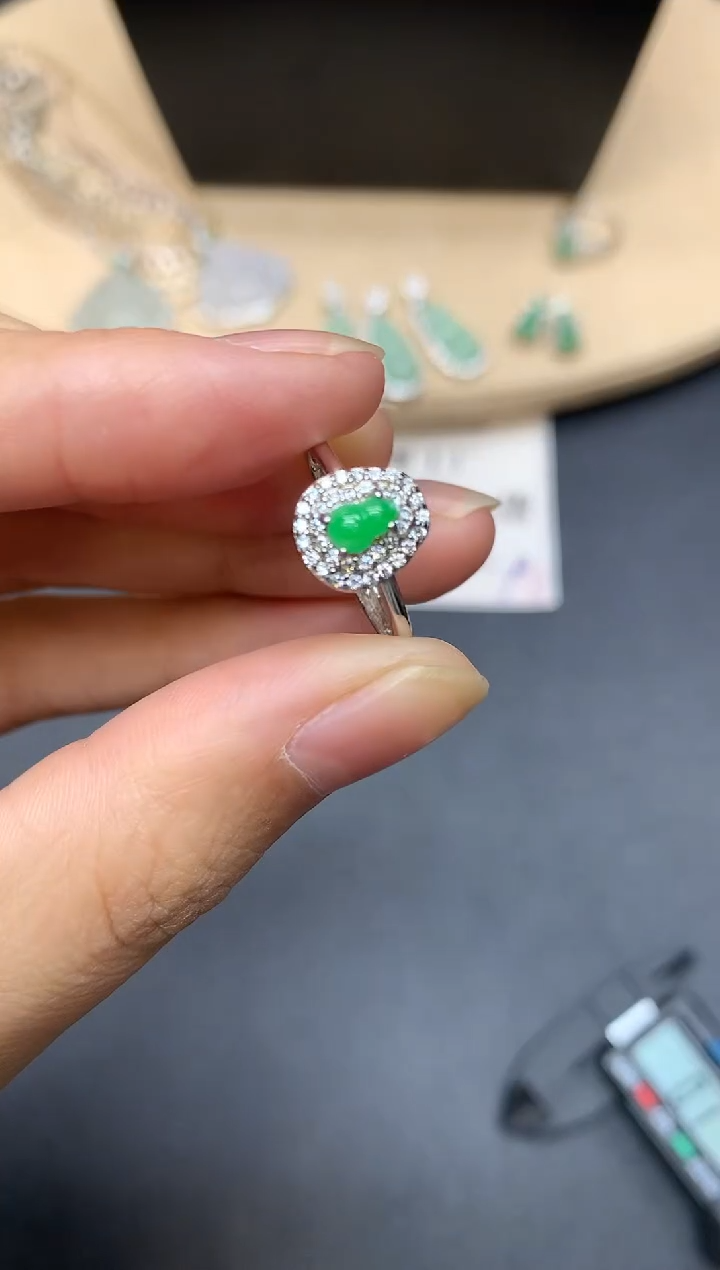 【闪购商品】翡翠戒指银S925镶嵌葫芦【多样性发其一】