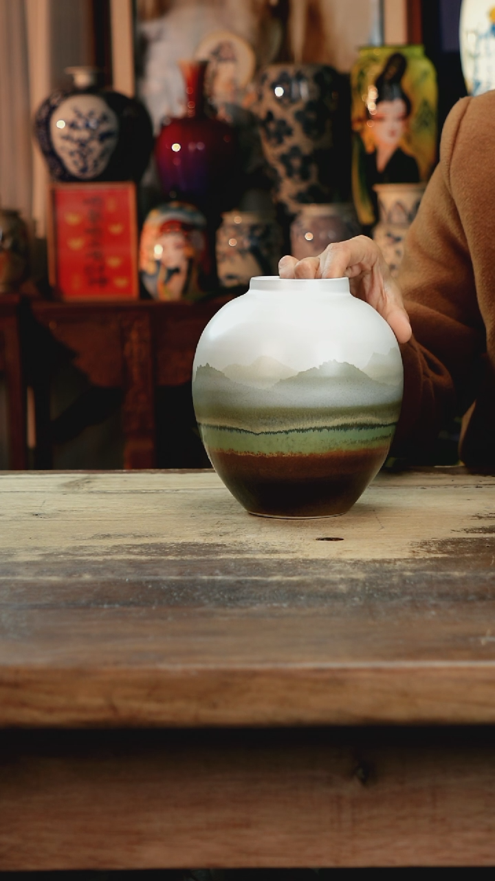 【闪购商品】瓷片景德镇纯手工釉下彩精品花瓶