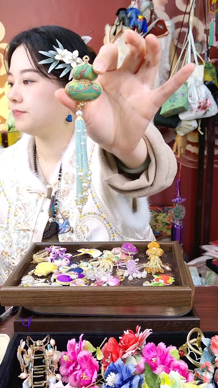 纯铜合金琉璃非遗绒花好美