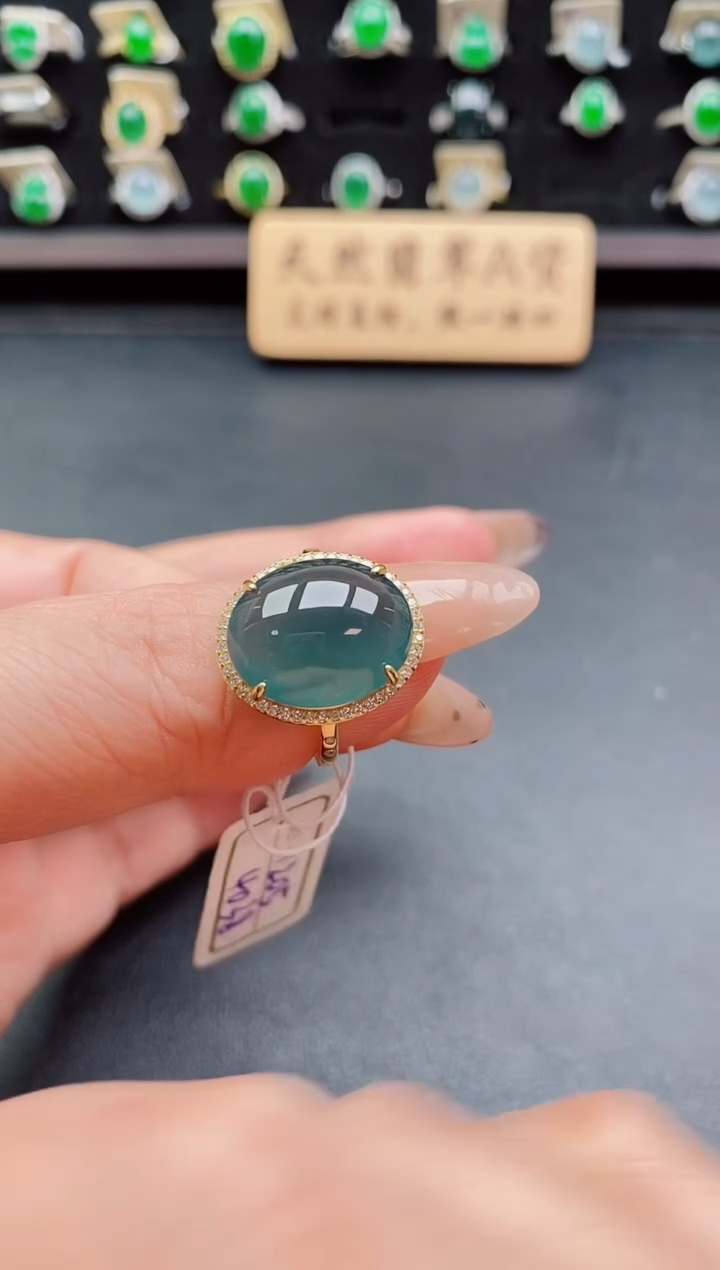 银S925镶嵌戒指翡翠1