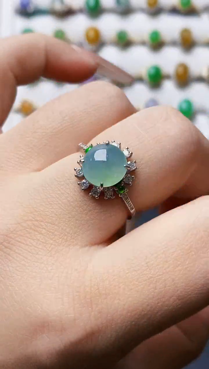 银S925镶嵌戒指翡翠4238