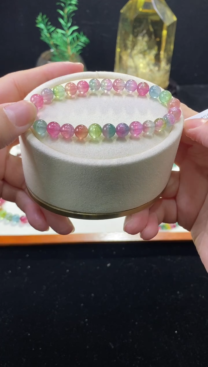 【闪购商品】碧玺手链未镶嵌【梦源珠宝】7m天然碧玺西瓜单圈手链