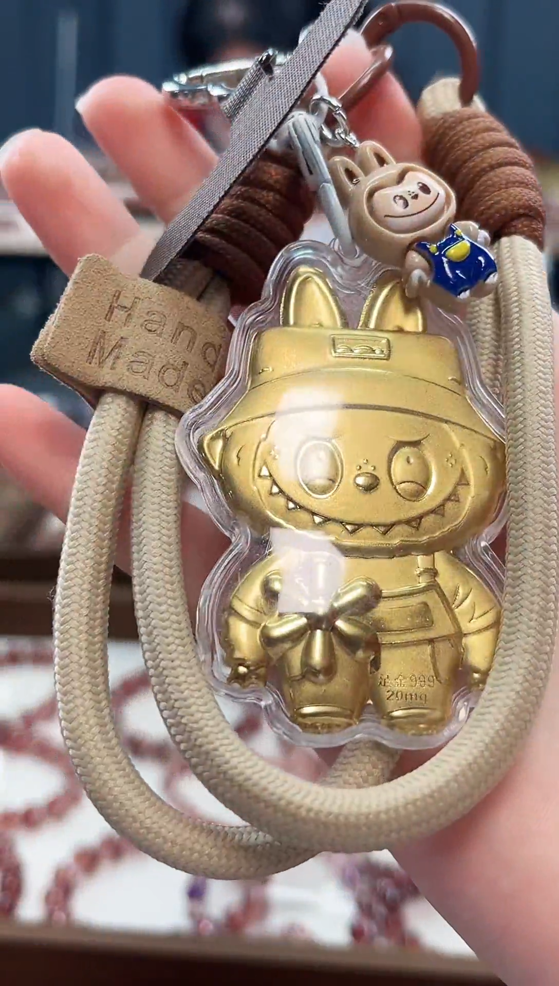 足金镶嵌手串水晶足金999挂件（20毫克）【多样性发一】