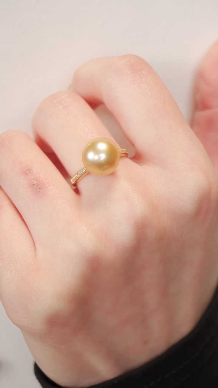 18K金镶嵌戒圈海水珍珠1【珠经11mm】