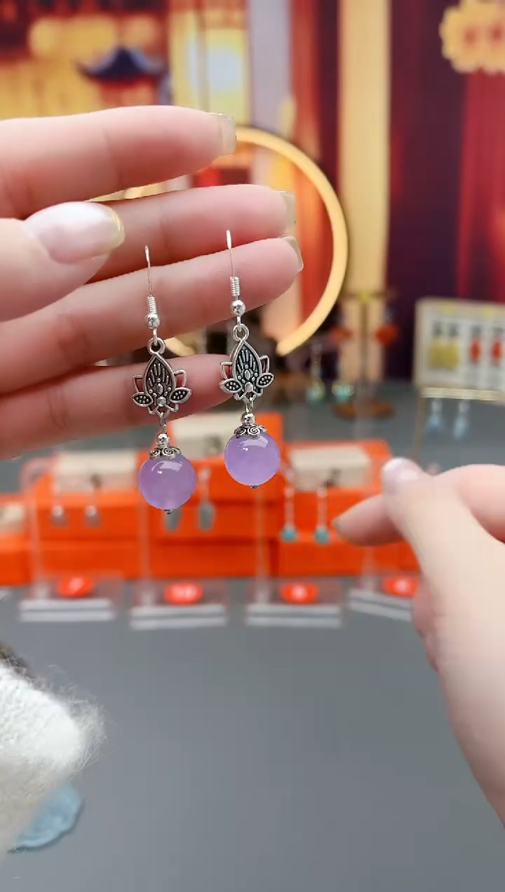 未镶嵌石英质玉（非洲翠）耳钉321