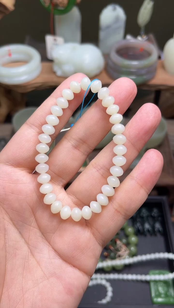 和田玉未镶嵌手串卡7+新疆米达 算盘珠 9008411