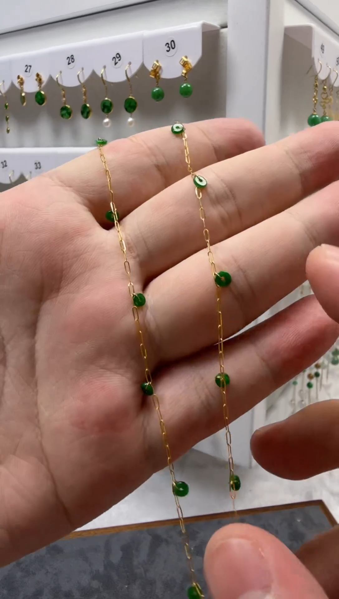 项链18K金镶嵌翡翠缅甸天然A货翡翠