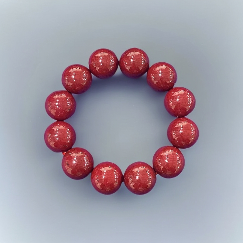 含辰砂工艺品A129 辰砂2.0cm圆珠手串 人工合成