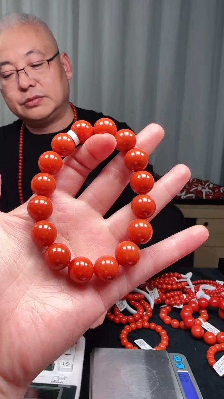 未镶嵌多样性发一件南红玛瑙【高货】柿锦红13mm保山圆珠单圈 