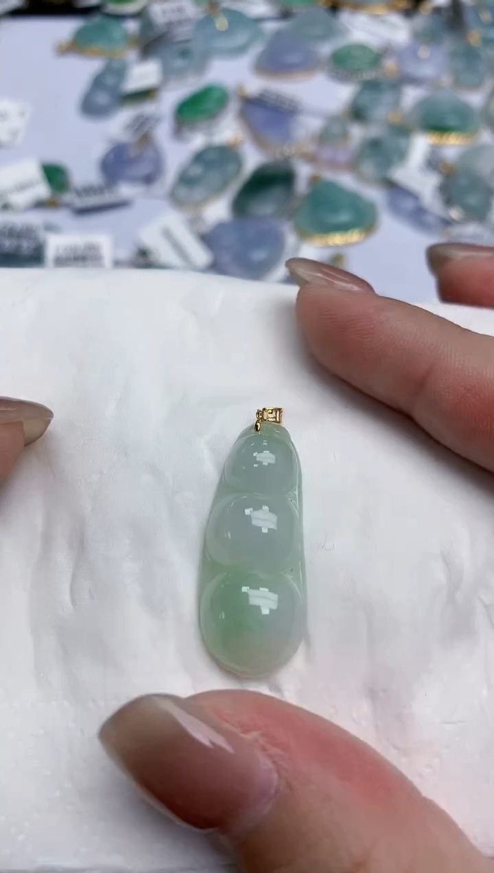 【闪购商品】翡翠颈饰18K金镶嵌天然缅甸翡翠A货