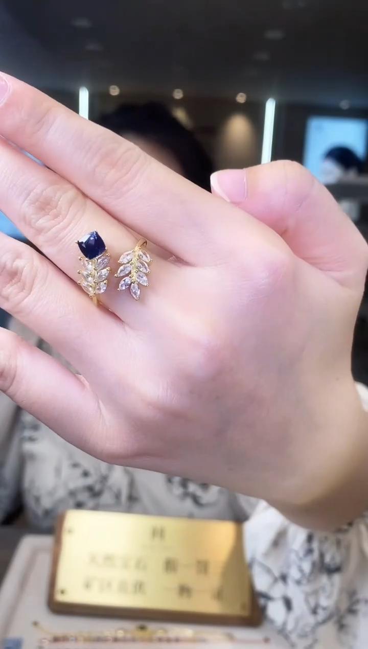 蓝宝石戒指银S925镶嵌09