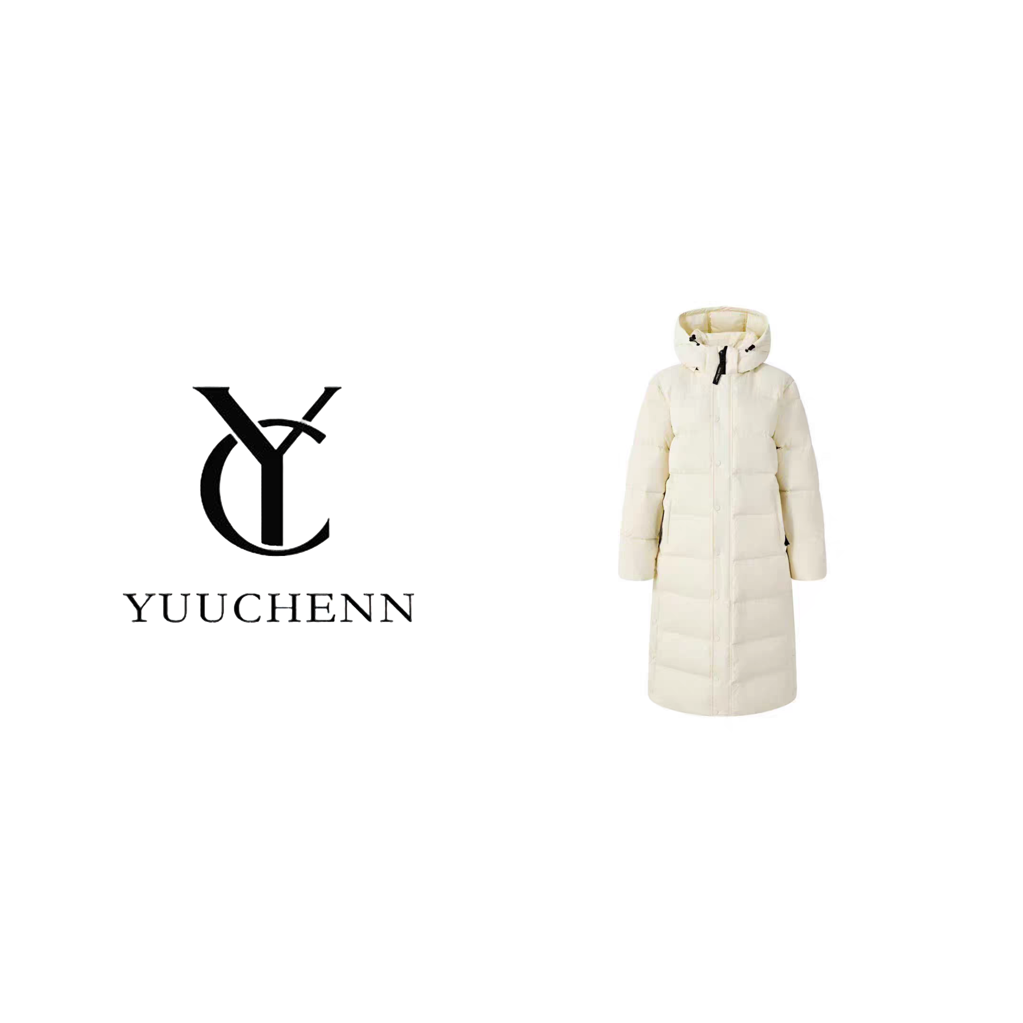 【YUUCHENN】【鹅绒】8098连帽过膝直筒长款羽绒服气质保暖女外套上衣
