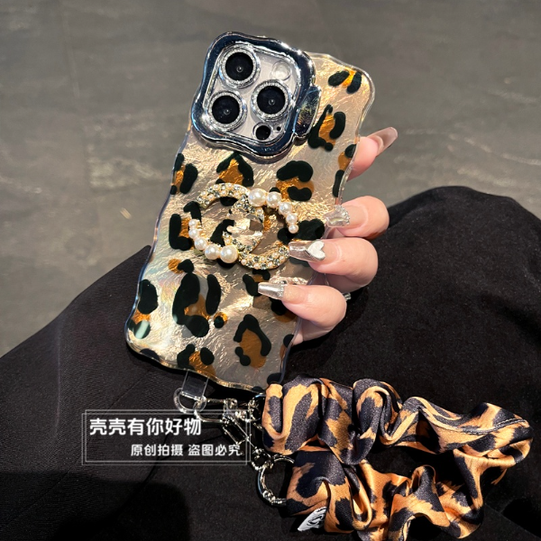 适用苹果华为手机壳iphone17豹纹mate70波浪边15pro防摔16个性女