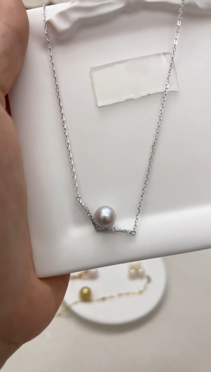 银S925镶嵌套链海水珍珠套链