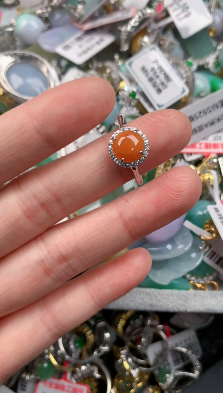 银S925镶嵌戒指翡翠44--8