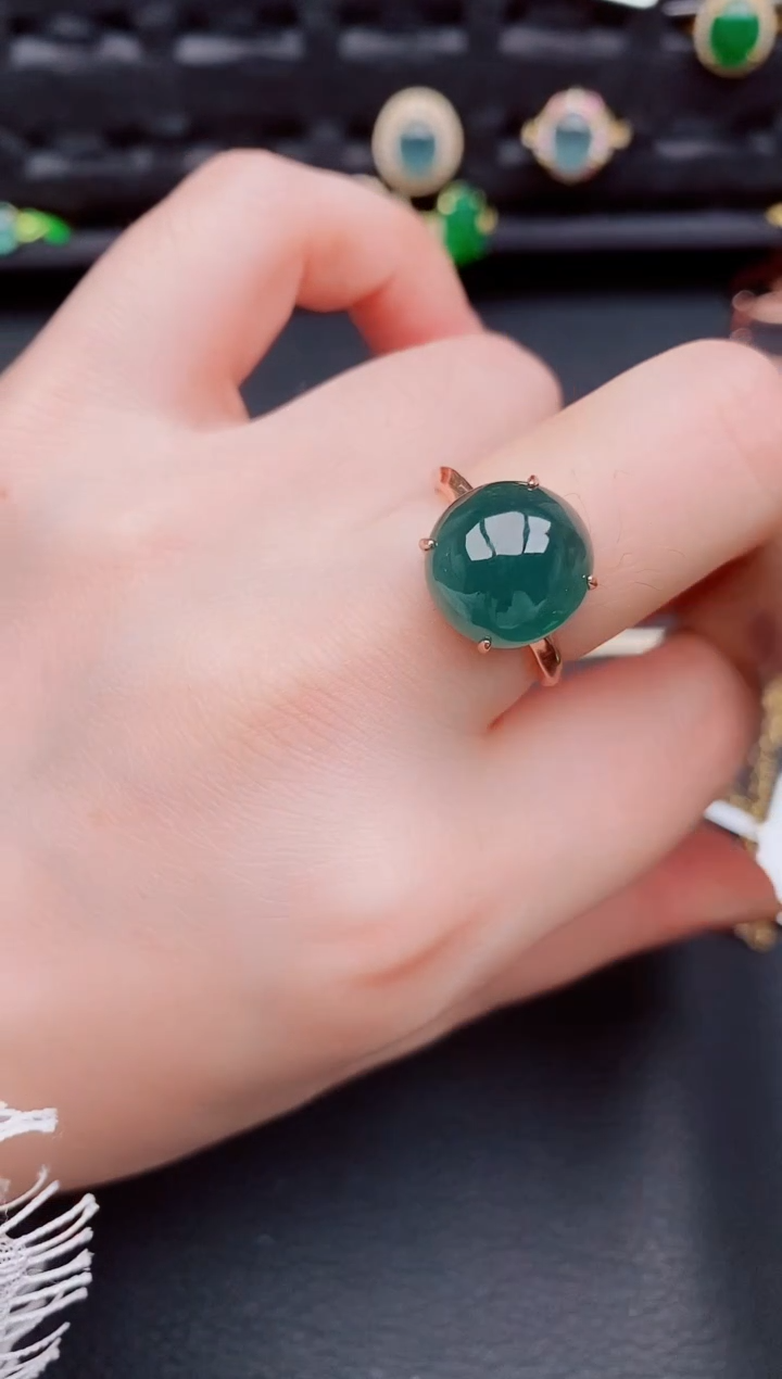 【闪购商品】翡翠戒指银S925镶嵌天然a货翡翠461