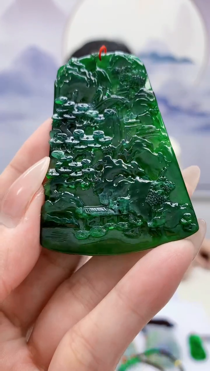 定制翡翠未镶嵌4852MM-毛货挂件212赠珠链