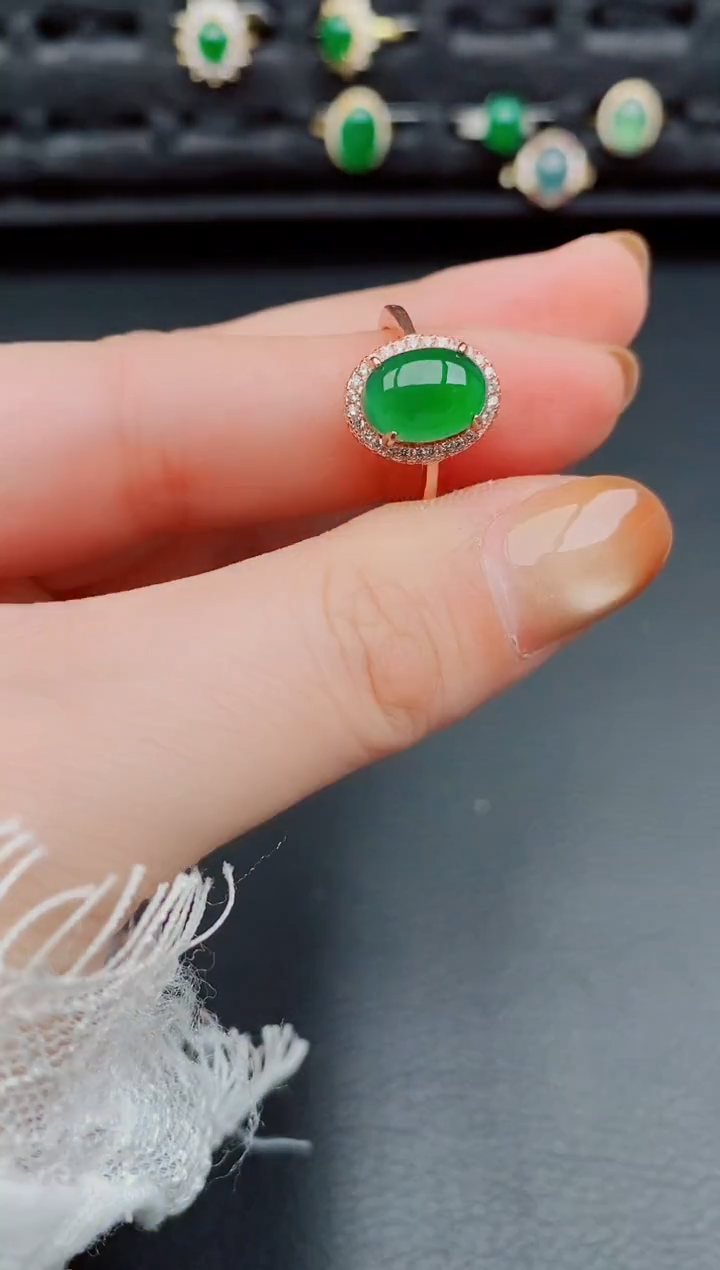 【闪购商品】翡翠戒指银S925镶嵌天然a货翡翠142