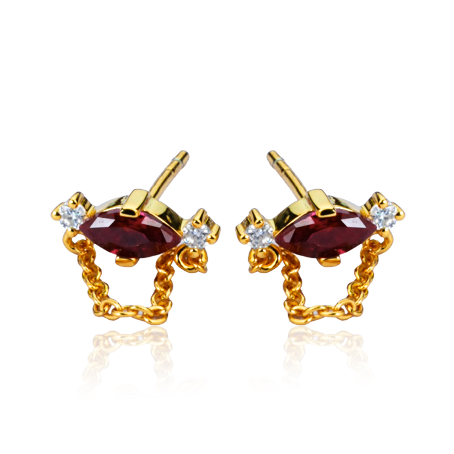 培育红宝石【孤品】银S925红宝石耳饰0.3ct*2左右 JSWL112934